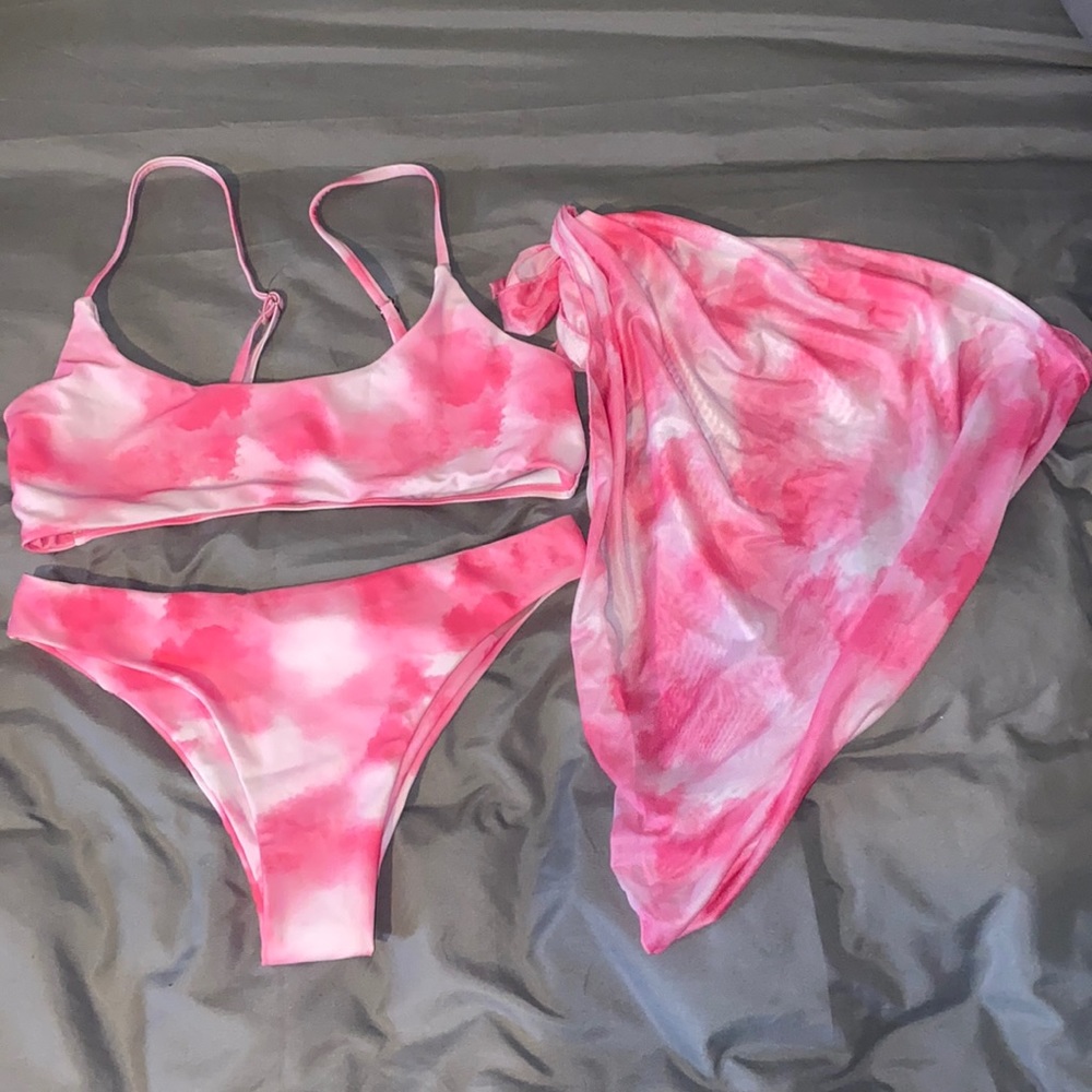 SHEIN 3 pieces bikini with cover up